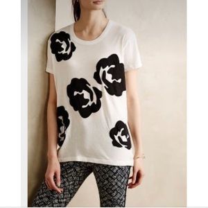 Anthropologie Left Of Center Shadowbloom Short Sleeve Print Tee